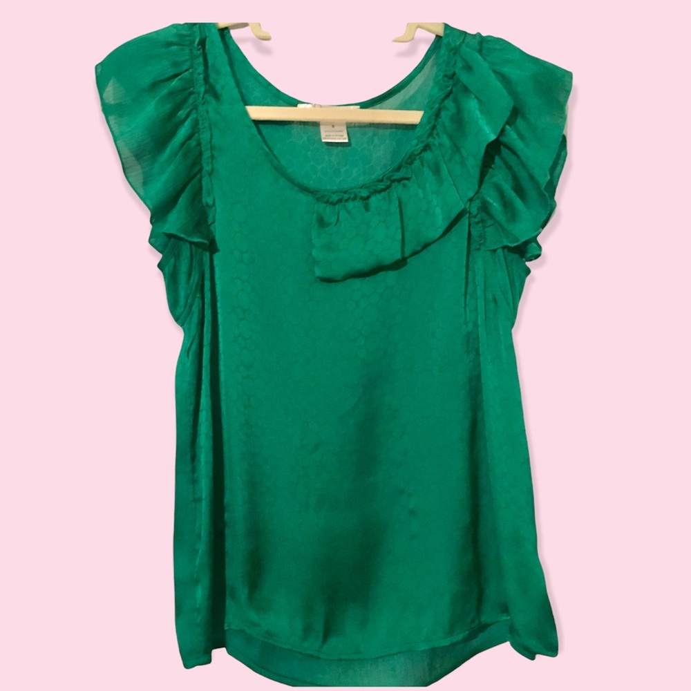 Silky green patterned top